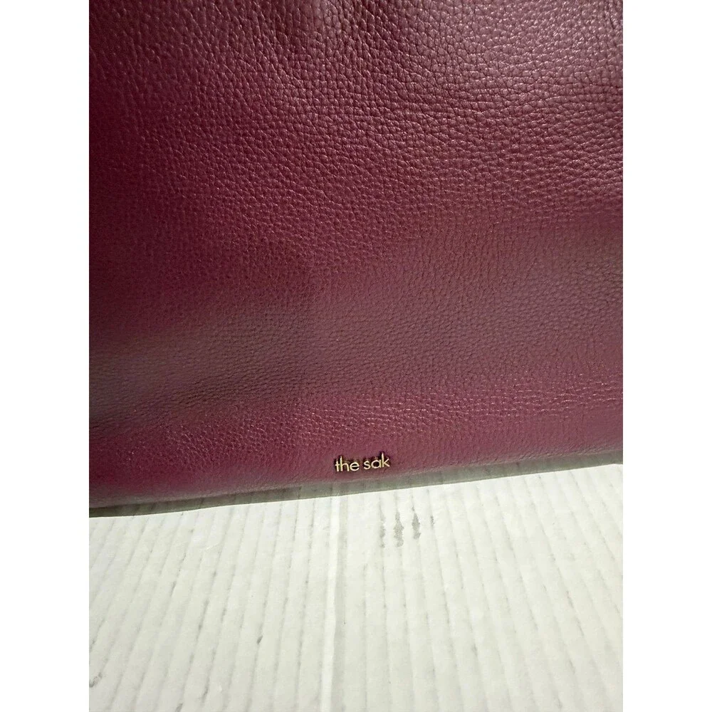 THE SAK Burgundy Leather Shoulder Bag Large Tote Purse